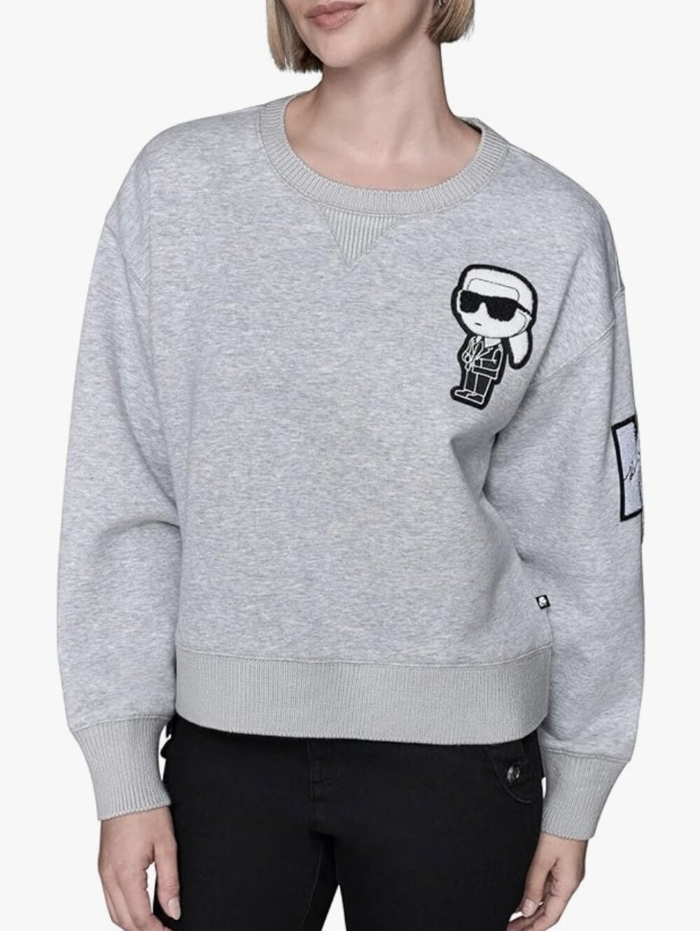 Karl Lagerfeld Women's Light Gray Graphic Crewneck Sweatshirt
